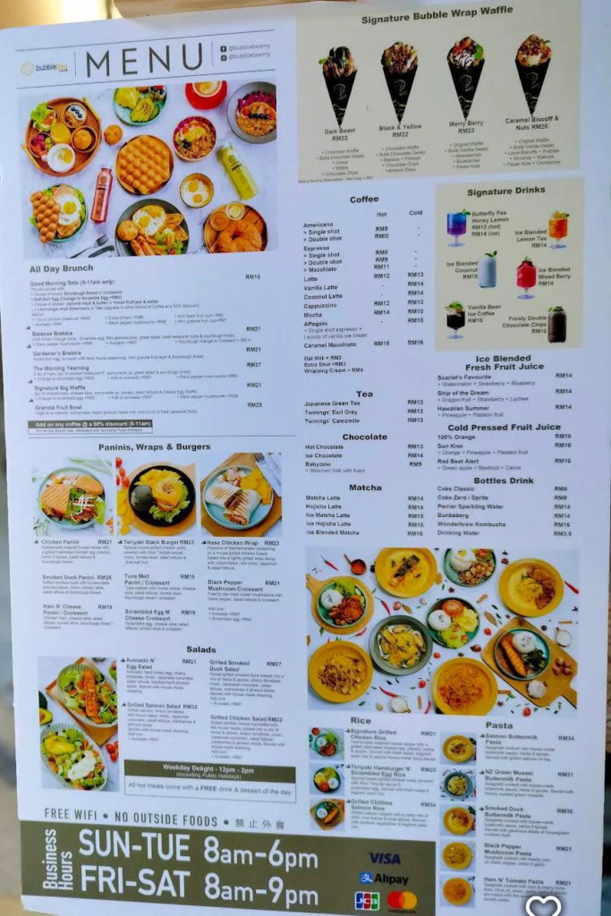 Bubblebee Menu Malaysia